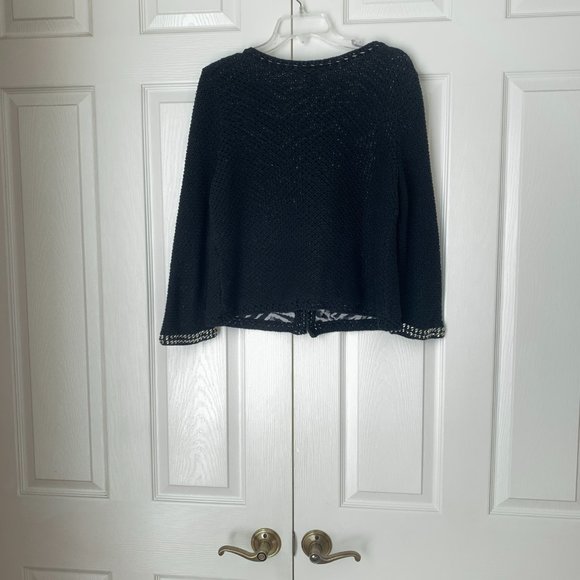 CHICOS Kierman Cardigan Jacket With Elaborate Metal Trim & Stunning Zebra Lining - Picture 6 of 8